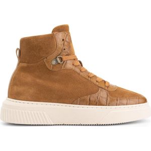 NoGRZ K.Cutter Leren hoge damessneakers - Cognac Bruin Leer - Maat 37