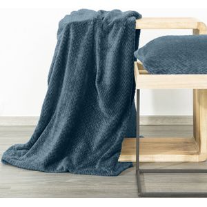 Oneiro’s Luxe Plaid CINDY Type 3 blauw - 170 x 210 cm - wonen - interieur - slaapkamer - deken – cosy – fleece - sprei