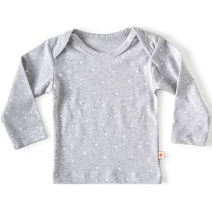 Little Label - baby shirt lange mouw - grey melee hearts 62 - maat: 62 - bio-katoen