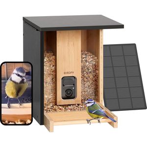 NETVUE Vogelhuisje met Camera - Bamboe - Wilde Vogelvoeders - Milieuvriendelijk - Video-opname