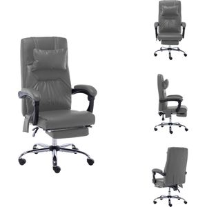 vidaXL kantoorstoel Ergo - Massage en ligfunctie - Antraciet - Kunstleer - 60 x 64 x 112-121 cm - Inclusief nekkussen en voetensteun - Bureaustoel