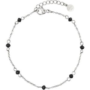 Mint15 Armband 'Little Chain & Dots - Black' - Zilver RVS/Stainless Steel