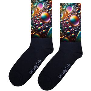 Olie - Opkikker - Grappige sokken - Valentijns cadeau - Verjaardag cadeau - Sint cadeau - Leuke sokken - Aparte sokken - Vrolijke sokken - Cadeautje - Grappige cadeau - Kerstsokken - Vaderdag - Moederdag - Holografisch - Socks maken Happy - 37-44