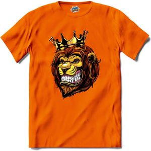 Oranje Leeuw - WK en EK voetbal - koningsdag en Koninginnedag feest kleding - T-Shirt - Meisjes - Oranje - Maat 12 jaar