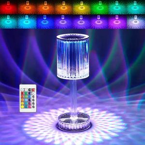 Romantische Tafellamp Verschillende Kleuren • Oplaadbaar • 16 Kleuren • Tafellamp • Kristallamp • Kristal • Designer lamp • Lamp met afstandbediening