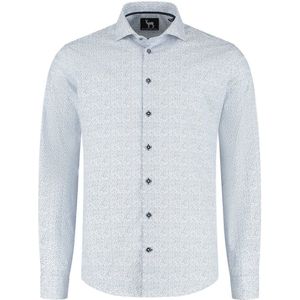 GENTS - Overhemd Bloemprint strijkvrij - Katoen - Blauw-Wit - Maat XXL/XXL