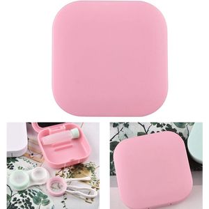 Contact lens case, dustproof contact lens case leak-proof plastic for travel (pink)
