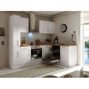 Hoekkeuken 250  cm - complete keuken met apparatuur Anton  - Wit/Wit - soft close - keramische kookplaat - vaatwasser - afzuigkap - oven  - spoelbak