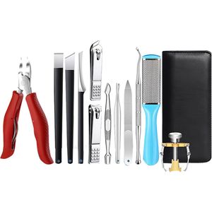 Manicure-Set-Roestvrij-Staal-13-Delig-Rood