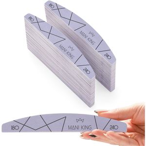 Mani King Nagelvijl Halve Maan 180/240 Grijs Manicure 50 Stuks