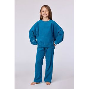 Woody Meisjes-Dames pyjama groenblauw - maat 152/12J
