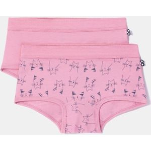 Woody duopack boxershort meisjes - roze/katten all-overprint - 252-10-SHD-Z/016 - maat 98