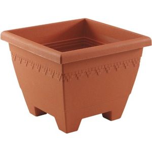 Hega Hoger Plantenbak/bloempot Lima - terracotta - vierkant - kunststof - 35x35x28 cm - planten pot