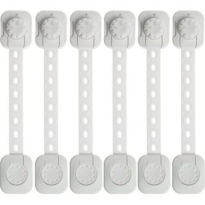 T&D - Kinderslot kastjes - Zelfklevend kinderslot - Dubbel op slot - Kinderslot op maat - Baby veiligheid - 6 stuks - Wit
