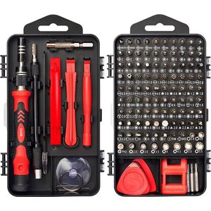 BOTC Precisie Schroevendraaierset Magnetisch - 122 Delige - Gereedschapset- Schroevendraaiers klein - Rood