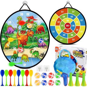 Dubbelzijdig opvouwbaar dinosaurus dartspel - 72 cm - inclusief 8 kleverige ballen en 8 dartpijlen - binnen en buiten speelgoed voor kinderen - cadeaus voor jongens en meisjes