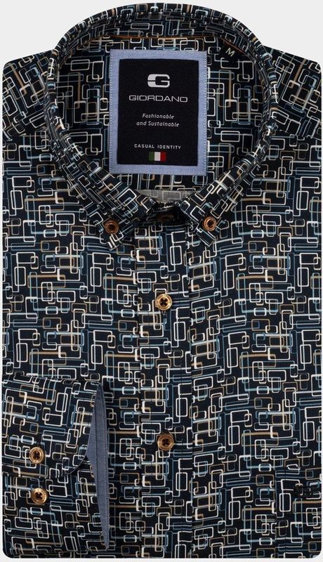 Giordano - Overhemd - Blauw - Lange Mouw