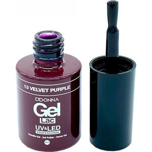 D'Donna - Gel Lac - UV & LED - Nummer 13 Velvet Purple / Paars - 1 flesje met 10 ml. - Uitharding onder de lamp