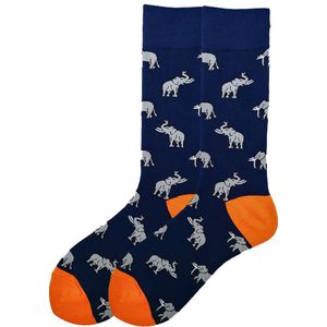 Sokken heren blauw / grijs print olifant in bad 40-46