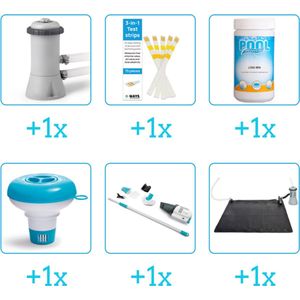 Accessoires voor Intex Rectangular Frame Zwembad - 300x200x75 cm - Rechthoekig - Intex - 28272NP - Zwembadfilterpomp - Testrips - Chloor - Chloordrijver - Stofzuiger - Solar Mat