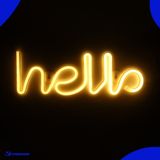 Neon Lamp - Hello Geel - Incl. 3 Batterijen - Neon Verlichting - Neon Led Lamp - Neon Wandlamp