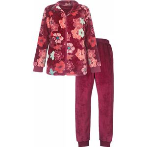 Tenderness Dames Huispak - Fleece - Gebloemd - Rood - Maat L