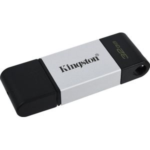 Kingston DataTraveler DT80 - USB Stick - USB-C 3.2 - Zwart Zilver