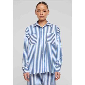 Urban Classics - Striped Relaxed Shirt Blouse - XS - Wit/Blauw