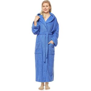 Damesbadjas met capuchon in kuit- of enkellengte van 100% katoen, OEKO-TEX® gecertificeerd