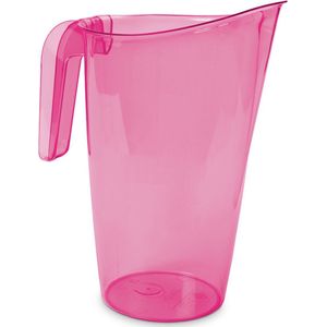 Waterkan/sapkan transparant/roze met een inhoud van 1.75 liter kunststof met handvat en schenktuit