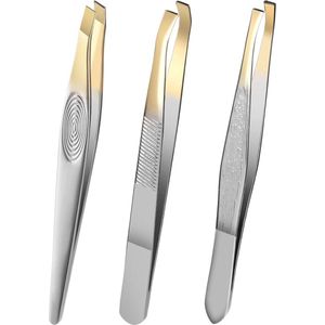 3-delige pincet roestvrij staal - wenkbrauwpincet wimperverlengpincet - ontharingpincet professionele gezichtshaarverwijderaar - voor vrouwen en mannen .