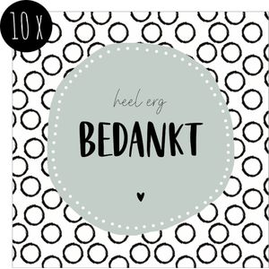 10x Bedankkaartjes / Bedankt kaarten | HEEL ERG BEDANKT | 13,5 x 13,5 cm | zonder enveloppen