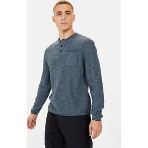 camel active Henley longsleeve gemaakt van een katoenmix - Maat menswear-4XL - Blauw