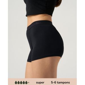 Moodies menstruatie & incontinentie ondergoed - Bamboe Boyshort - super kruisje - zwart - maat XL - period underwear