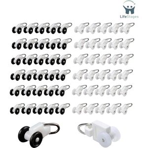 LifeStages - Gordijn Runners - 60 Stuks Gordijnrails - Looprollen, - Gordijnglijders - Wielen - Gordijnrollen - Gordijnrailkatrollen - Voor Gordijnrails