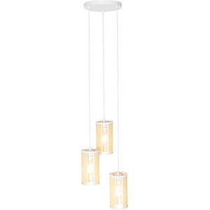 QAZQA akira - Retro Hanglamp - 3 lichts - Ø 380 mm - Wit - Woonkamer | Slaapkamer | Keuken