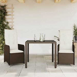 vidaXL Bistroset - 3-delig - Poly Rattan - Bruin