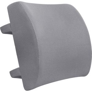 Rgonomisch Rugkussen Onderrug - Memory Foam - Rugsteun - Lendensteun - Vermoeidheid verlichten - Voor Auto, Bureaustoel, Bank en Bed - Autokussen - Thuiswerken - Grijs - Rugklachten & Zitcomfort