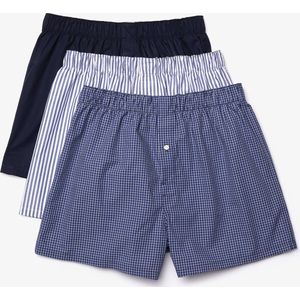 Lacoste Wijde Boxershorts Heren 3-Pack Authentics Blauw - Maat XXL - Losse boxershort heren