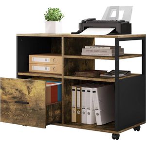 warraich-Archiefkast op Wielen – Printermeubel en Kantooronderstel in Vintage Bruin