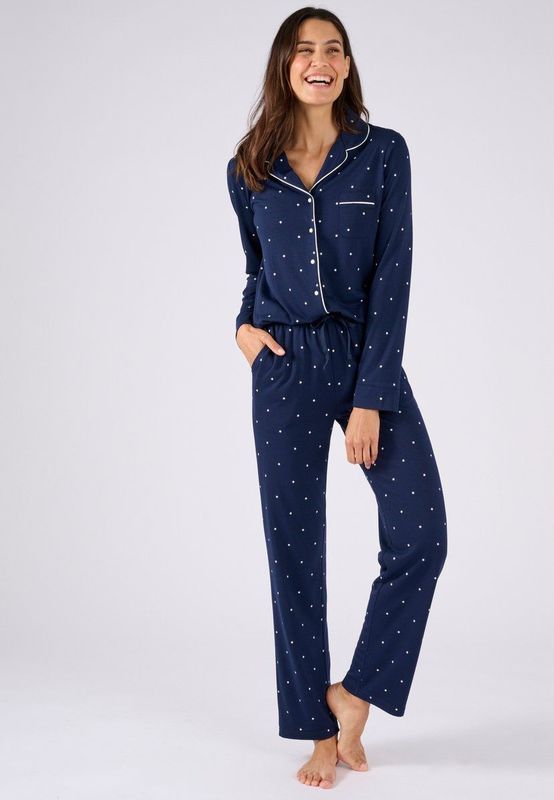 Damart - Pyjama met Knoopsluiting - Blauw - Dames