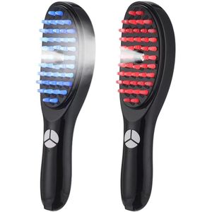 Hoofdhuid Massage Kam - Met Rood/Blauw Lichttherapie - Trilmassage - Haarstimulatie - Anti-Haaruitval - ABS Materiaal - Zwart