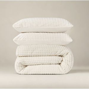 Sleeptime - Dekbedovertrek Check Teddy - Beige - 240x220 + 2 Kussenslopen 60x70