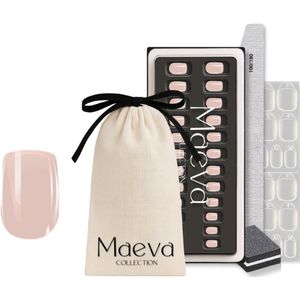 Maeva Collection Soft Gel Nagelset – Herbruikbare Press-On Nails – All-in-One Set – Square shape - korte nagels - Licht roze – Luxe & Comfortabele Pasvorm
