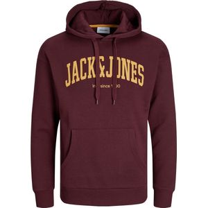 JACK & JONES Josh sweat hood regular fit - heren hoodie katoenmengsel met capuchon - bordeauxrood - Maat: M