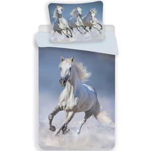 Animal Pictures Dekbedovertrek Wit Paard - Eenpersoons - 140 x 200 cm - Wit