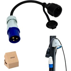 CEE Kabeladapter - Spatwaterdicht IP44 - Stekker naar Geaarde Koppeling - 16A - H07RN-F 3G1.5 - Voor Camping en Buitengebruik
