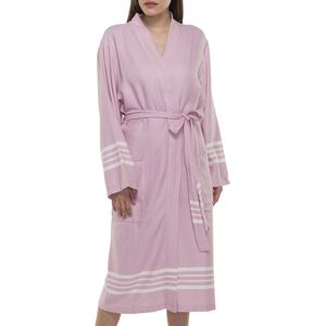 Hamam Badjas Krem Sultan Rose Pink - XXL - unisex - hotelkwaliteit - sauna badjas - luxe badjas - dunne zomer badjas - ochtendjas