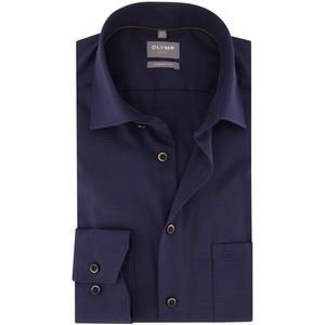 Olymp - Wijde Fit Overhemd - Donkerblauw - Katoen - Strijkvrij