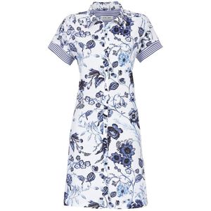 Doorknoopnachthemd blauwe bloemen - Blauw - Maat - 44